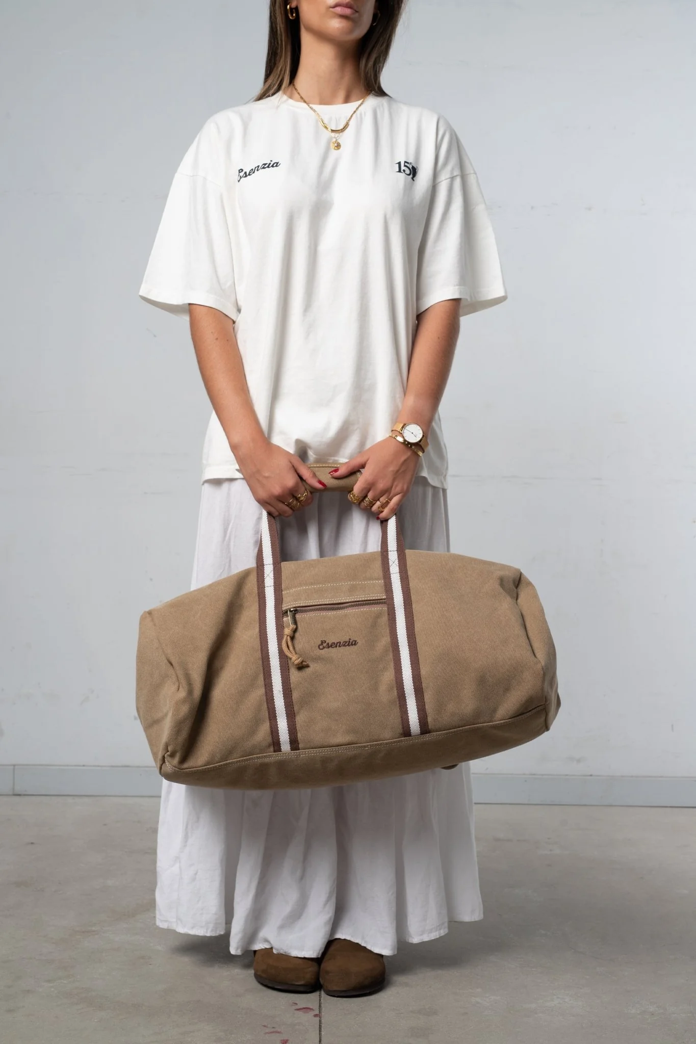 BOLSA CLÁSICA DE LONA BEIGE - Image 6