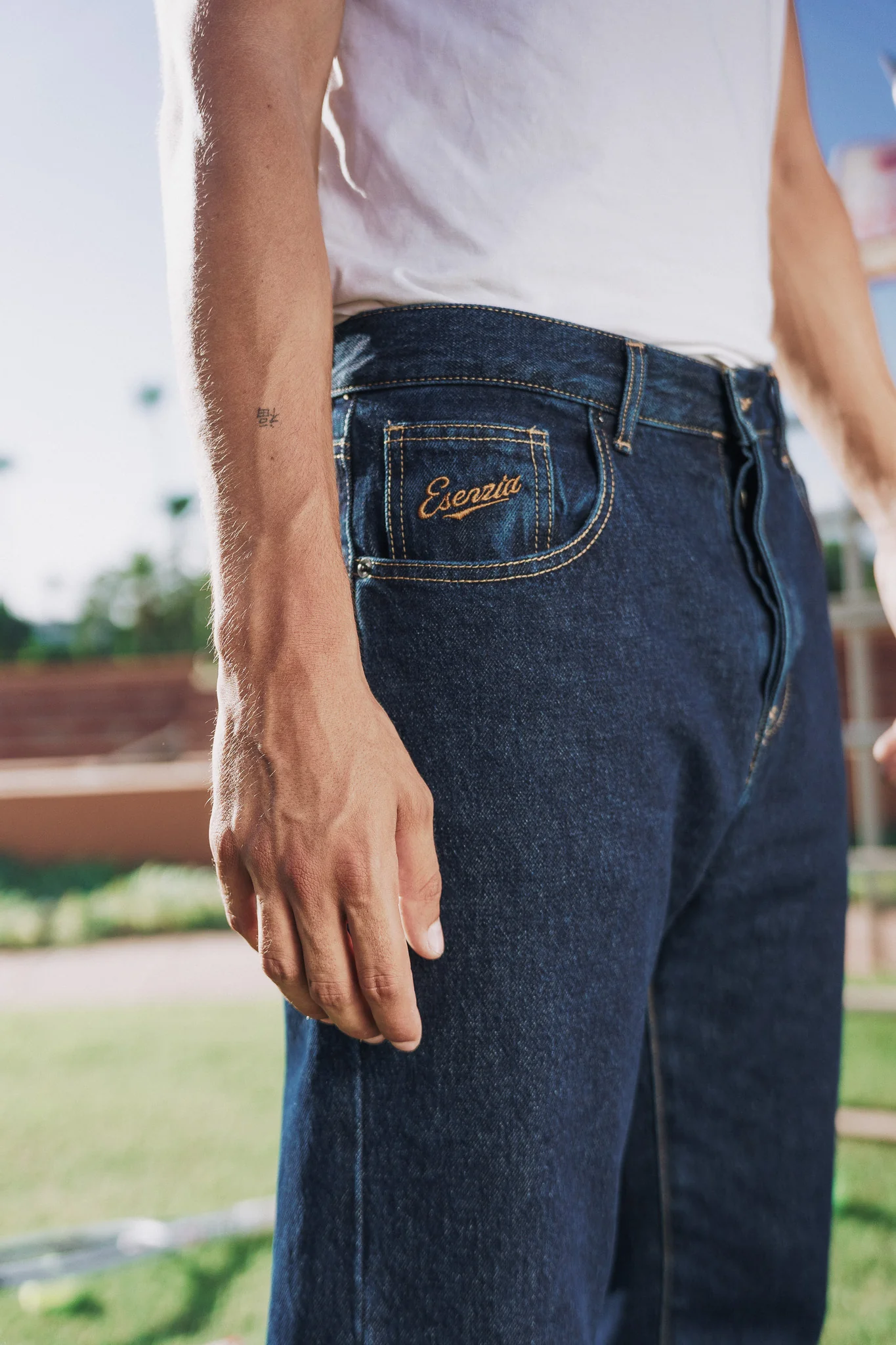 DENIM STRAIGHT PANTS BLUE - Image 6