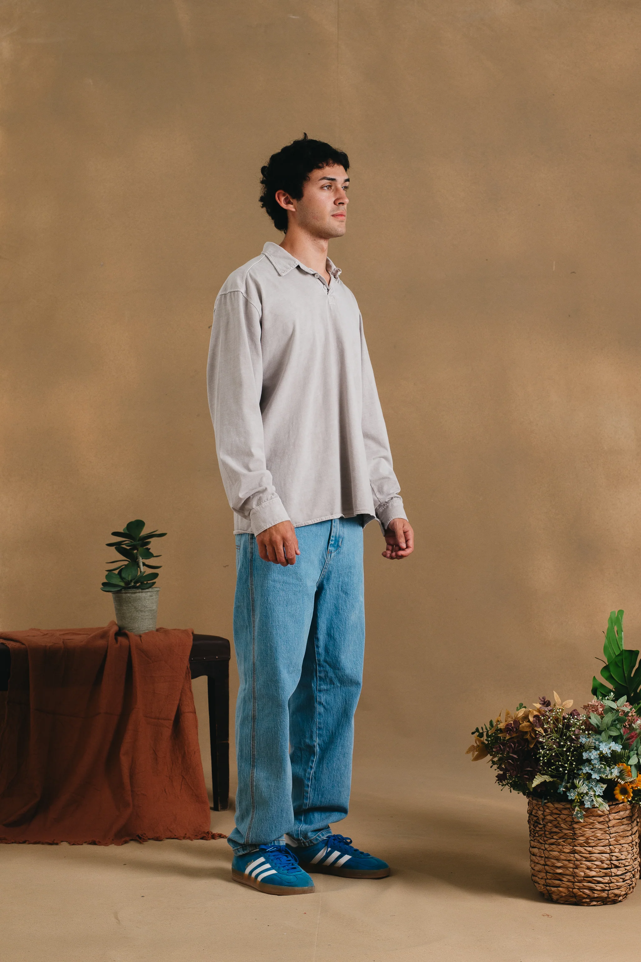 LIGHT GREY LONGSLEEVE POLO - Image 6