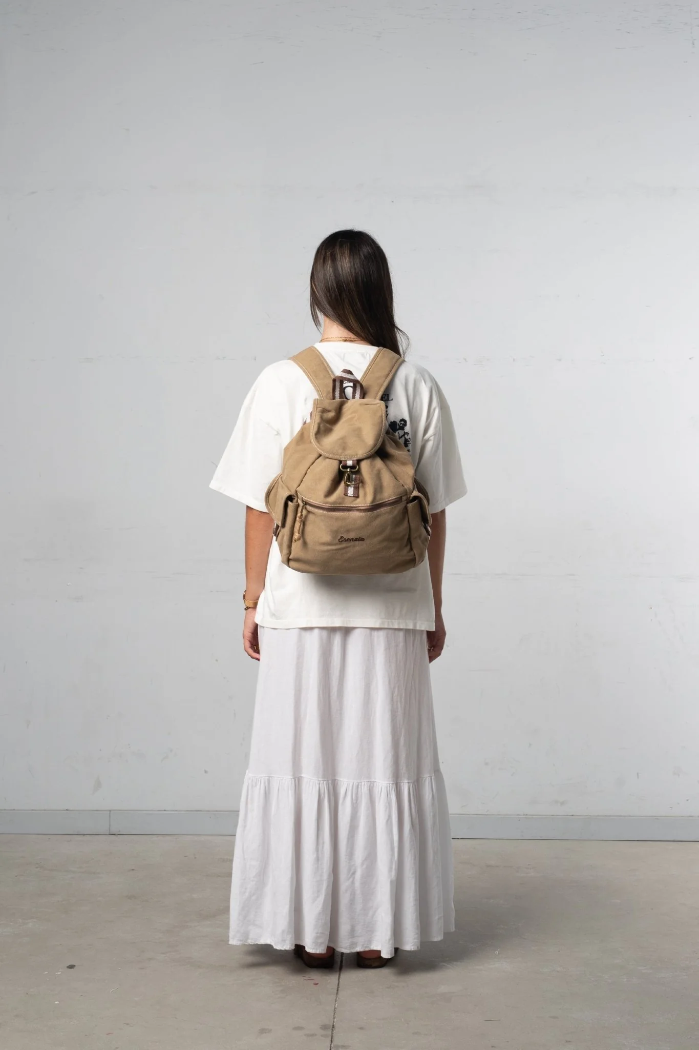 MOCHILA VINTAGE DE LONA BEIGE - Image 5