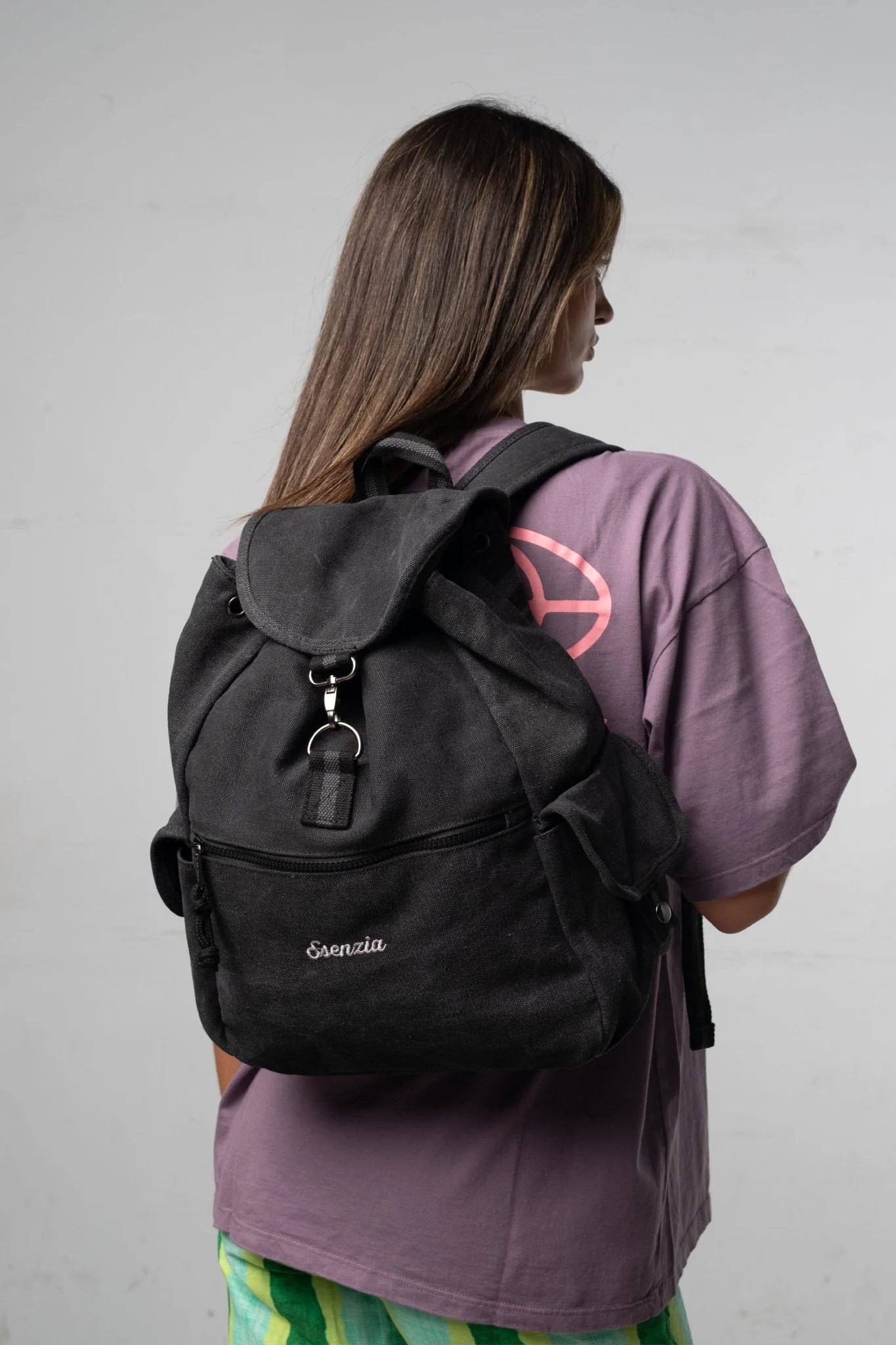 MOCHILA VINTAGE DE LONA NEGRA - Image 7